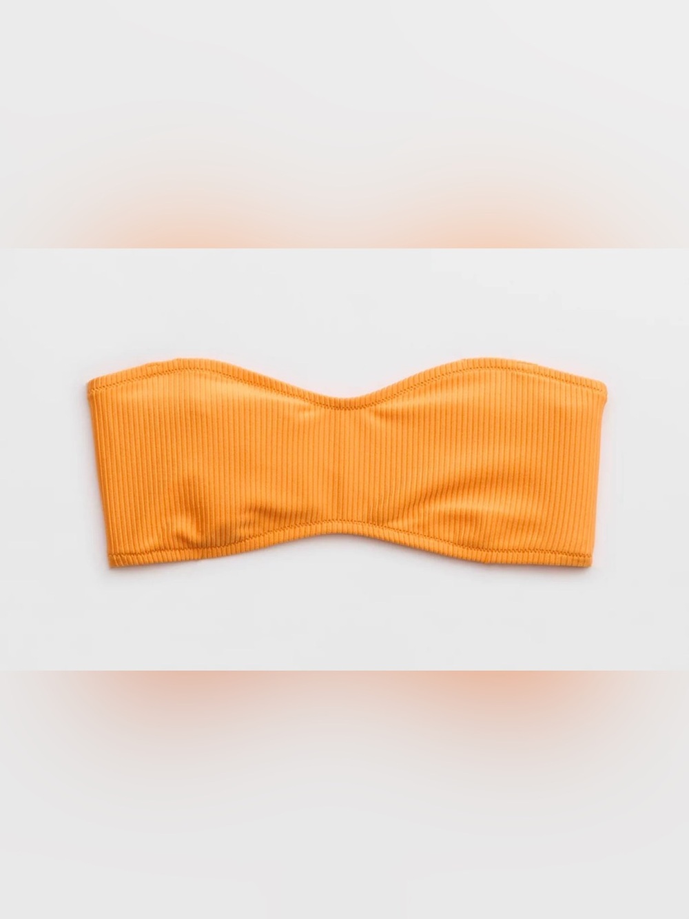 NWT Aerie Shine Rib Bandeau Bikini Top in Orange - Size M
